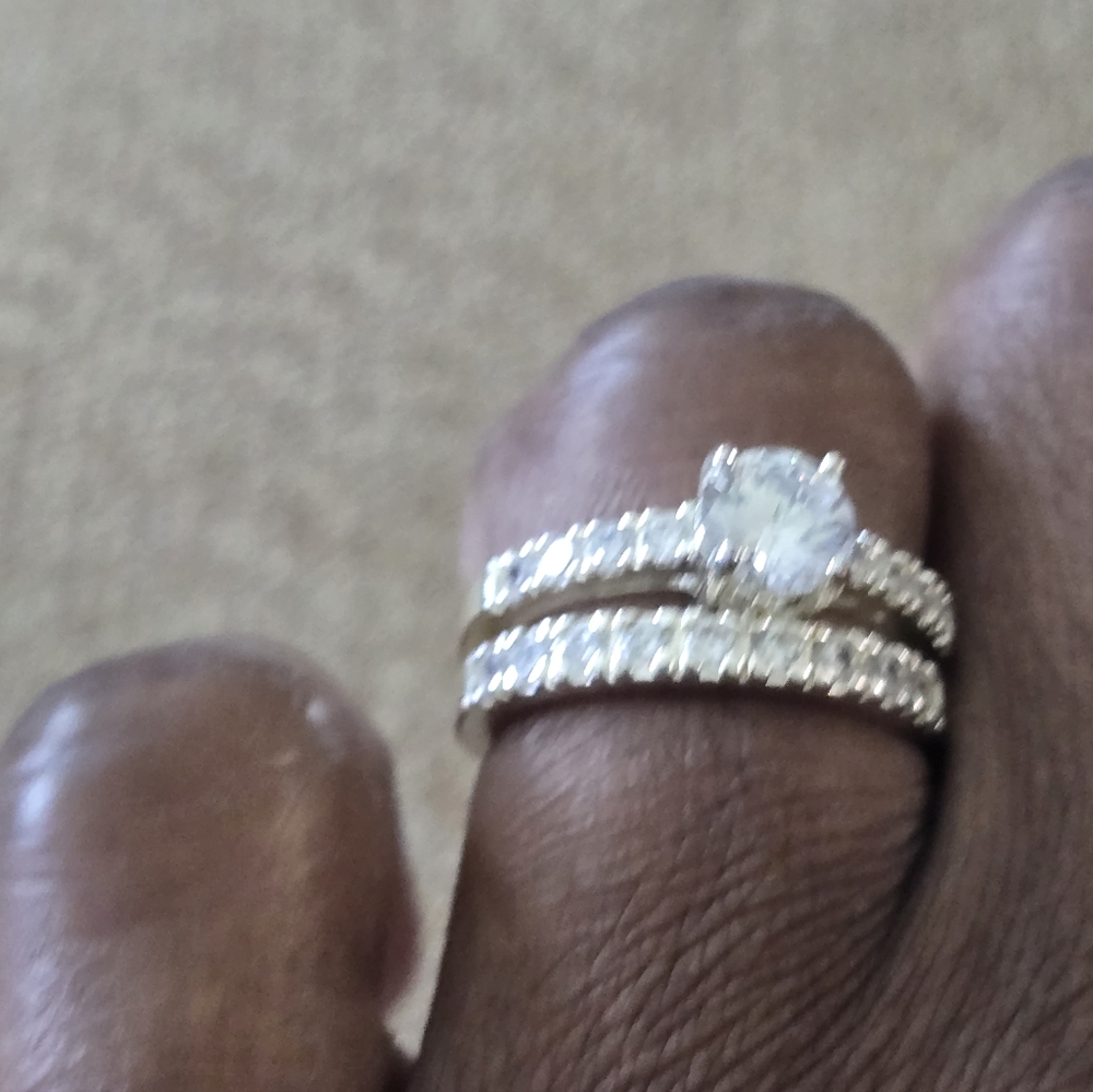 Macy's Women Bridal Set Engagemeng Ring  Sz 8 New Cubic Sterling Silver New - Picture 4 of 10